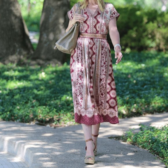 NWT Gal Meets Glam Liza Printed Charmeuse Midi Dress Size